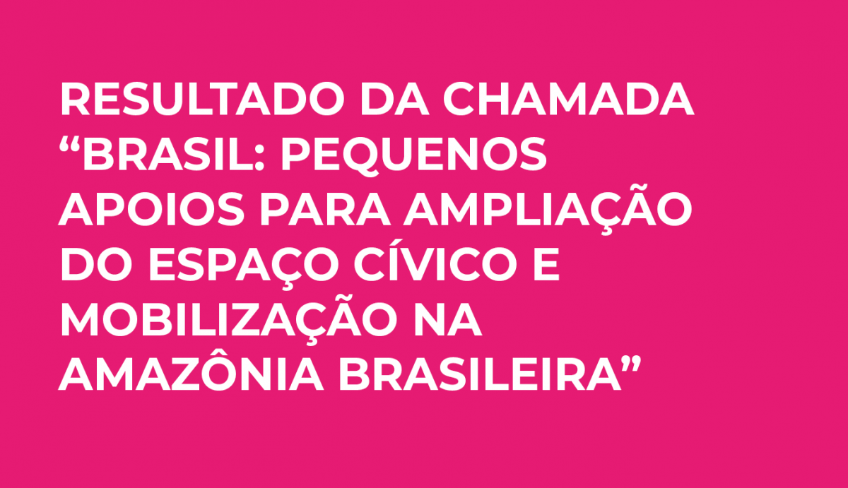 RESULTADO DA CHAMADA “BRASIL: PEQUENOS APOIOS PARA AMPLIAÇÃO DO ESPAÇO ...